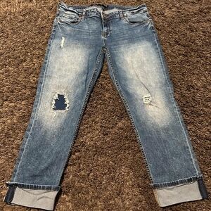 UGS Underground Soul Medium Wash Midrise Distressed Women's Ankle Jean Sz. 13